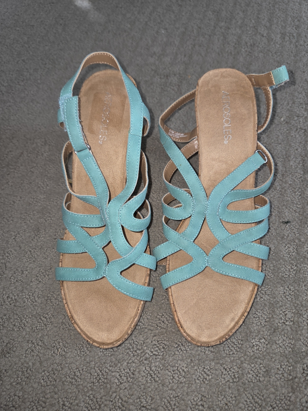 AEROSOLES Turquoise Strappy Slingback Sandals